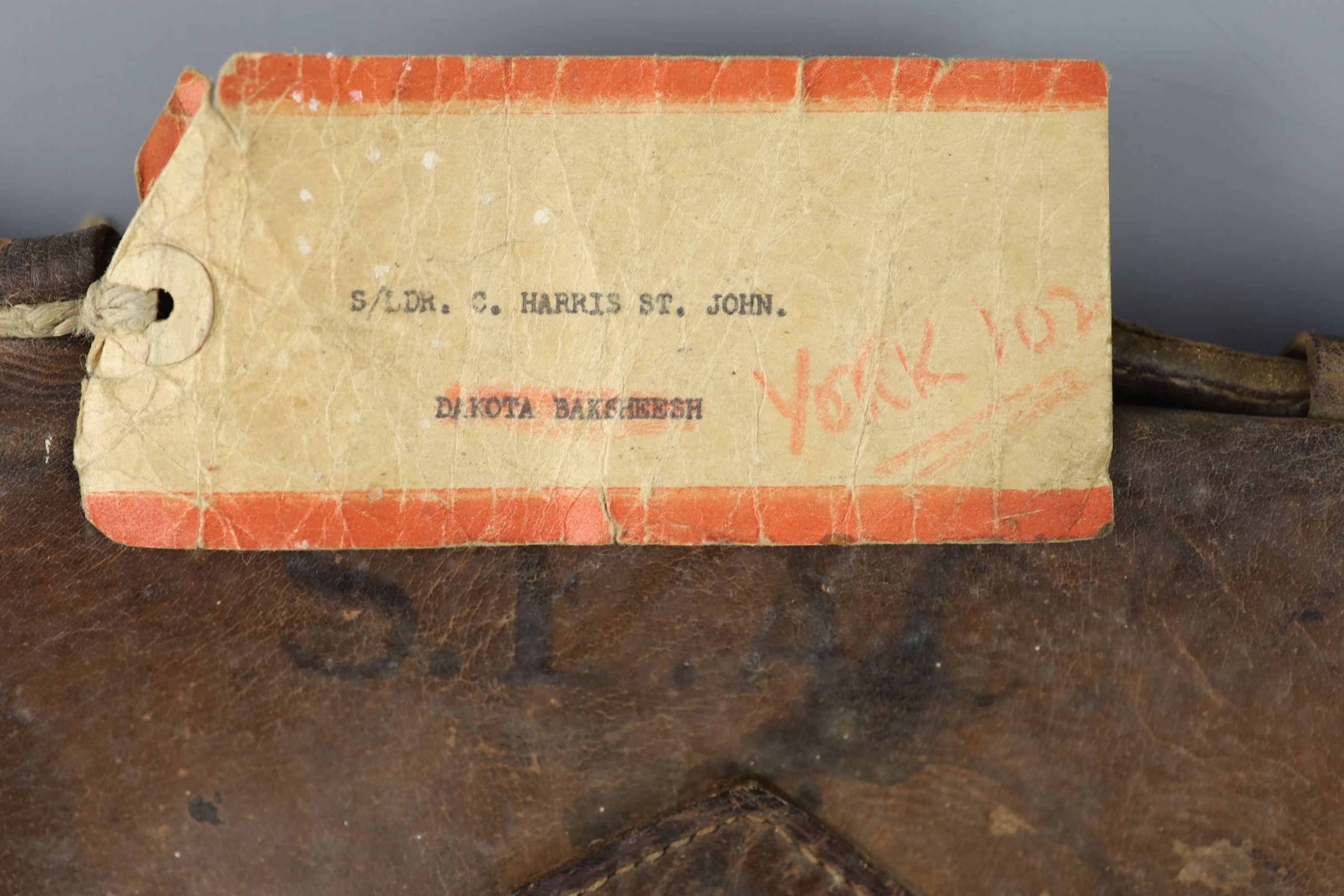 A leather attache case allocated to a member of Lord Mountbattens staff in India / South East Asia c.1943-1947 30 x 40cm.